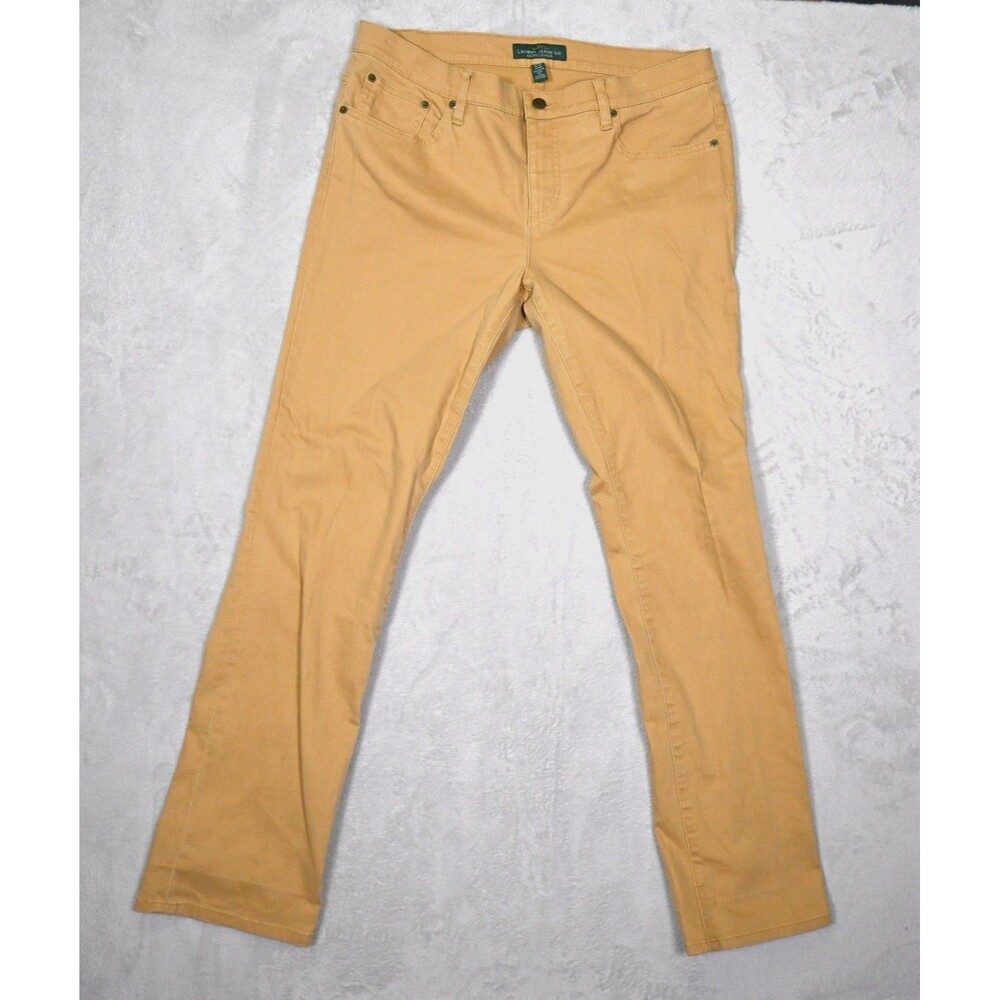 Lauren Ralph Lauren Tan/Khaki Logo Straight Leg Cotton Women's Jeans Size 12